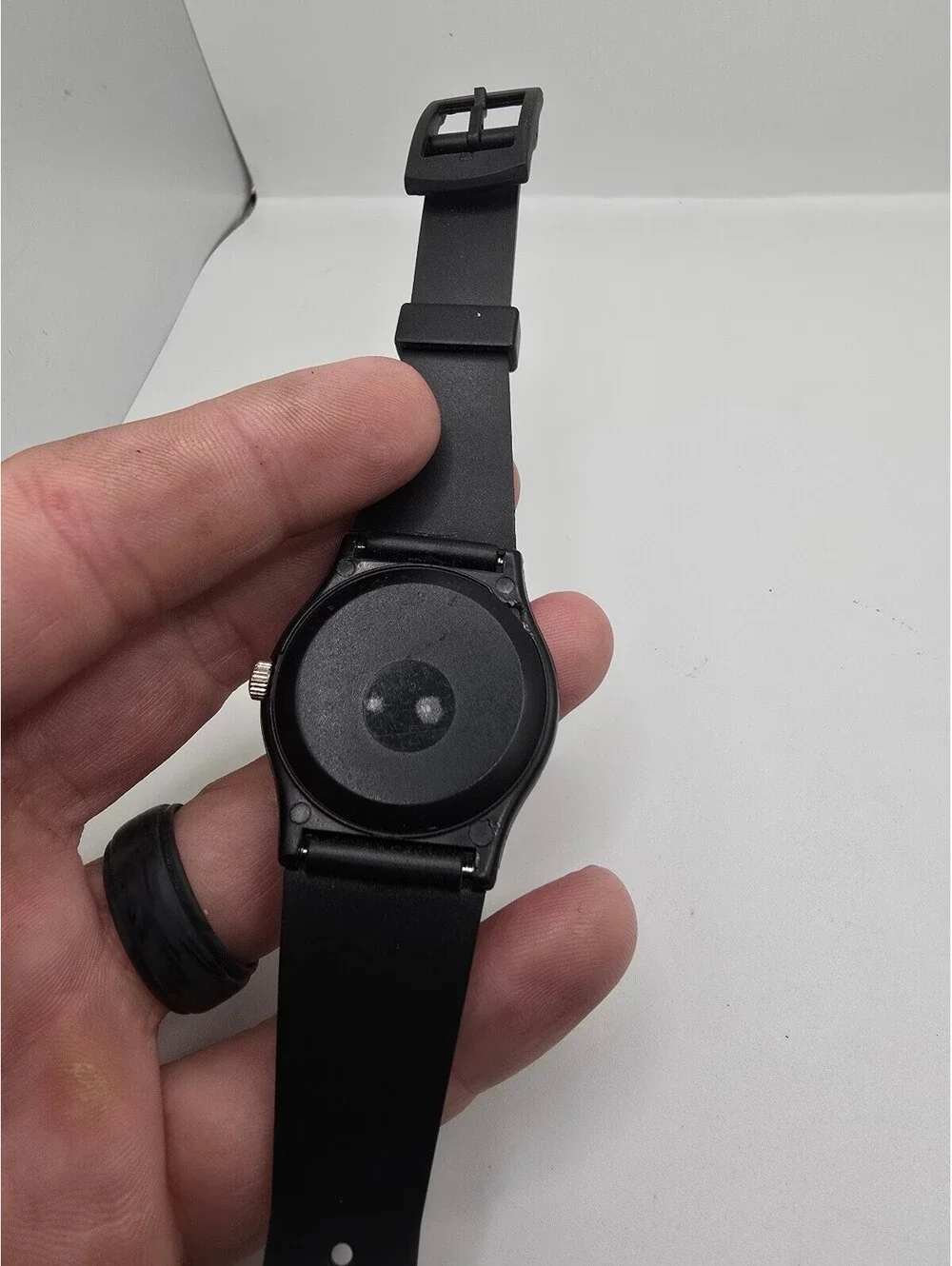 Quartz Analog Cartoon Dial Watch White/Multicolor Dial Black Plastic Strap